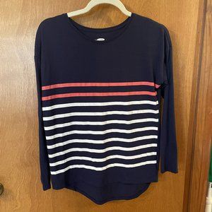 Girls Old Navy Striped Tunic Long Sleeve Shirt - Navy, White, Red Size XLarge 14